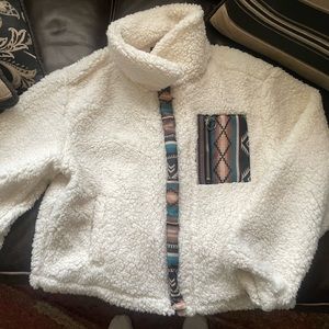 Rock & Roll Sherpa jacket with design.